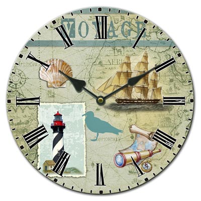 GLASS CLOCK  LIGHTHOUSE 9"