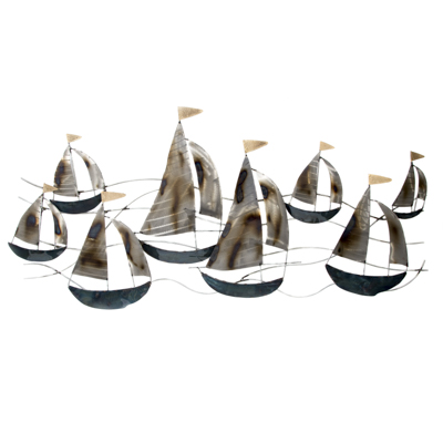 SAILBOATS 8 METAL WALL ART 40"