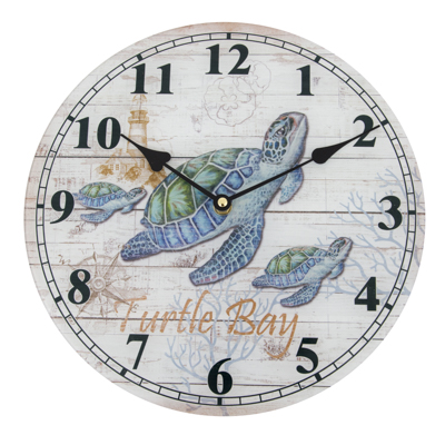 GLASS TURTLE BAY CLOCK 11.75"