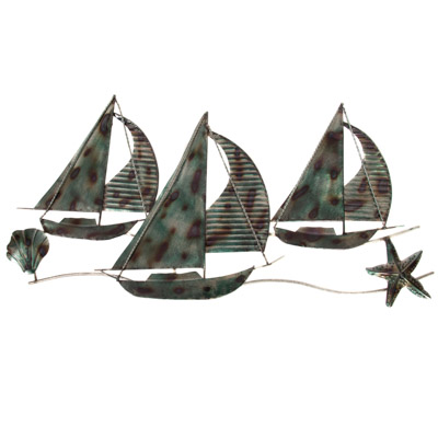MTL 3 SAILBOATS WALL ART BL