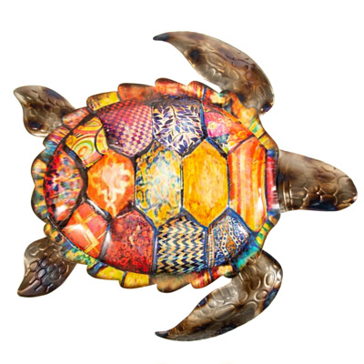 COLORFUL METAL WALL SEA TURTLE