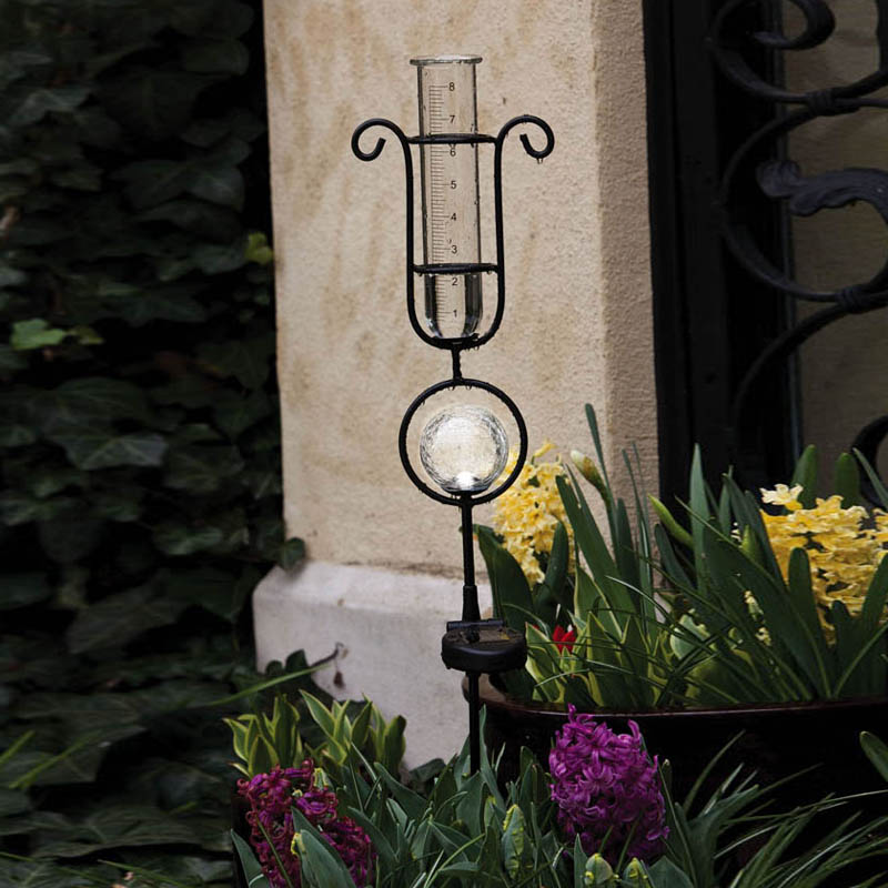 RAIN GAUGE W/SOLAR LIGHT